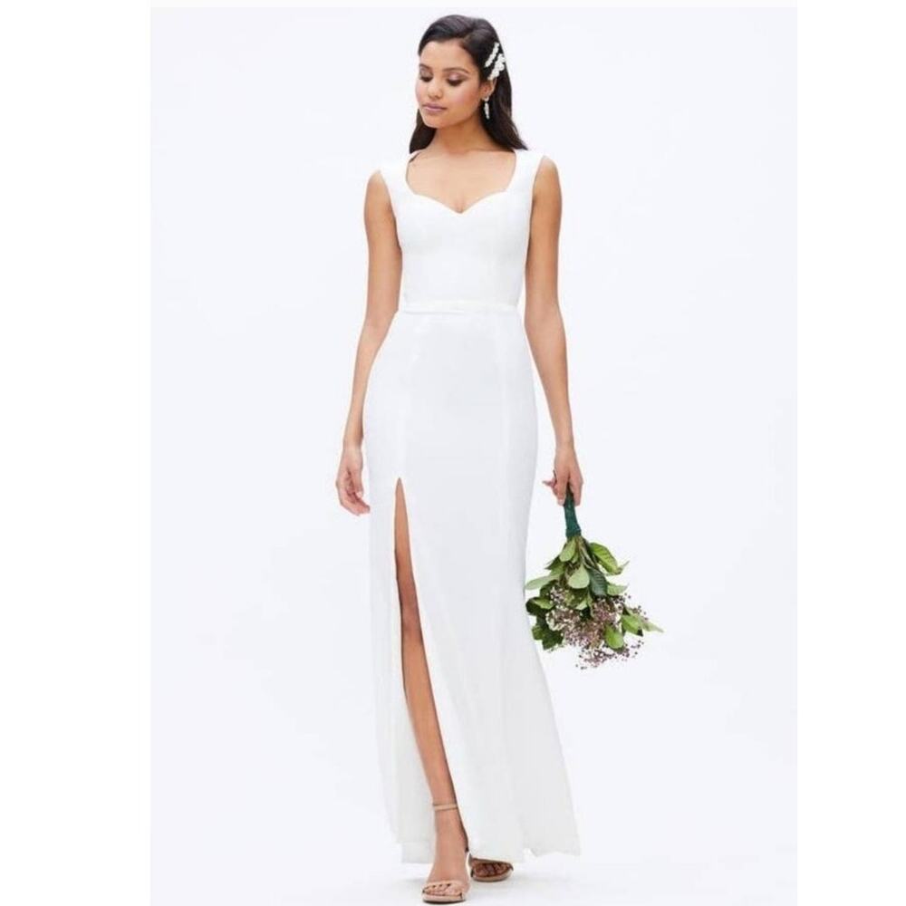 New Dress The Population Monroe Side Slit Gown $248 AU MEDIUM US 6 Off-White